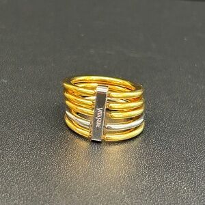Vita Fede Two Toned Multi Band Ring Gold Tone Metal Band Size 7